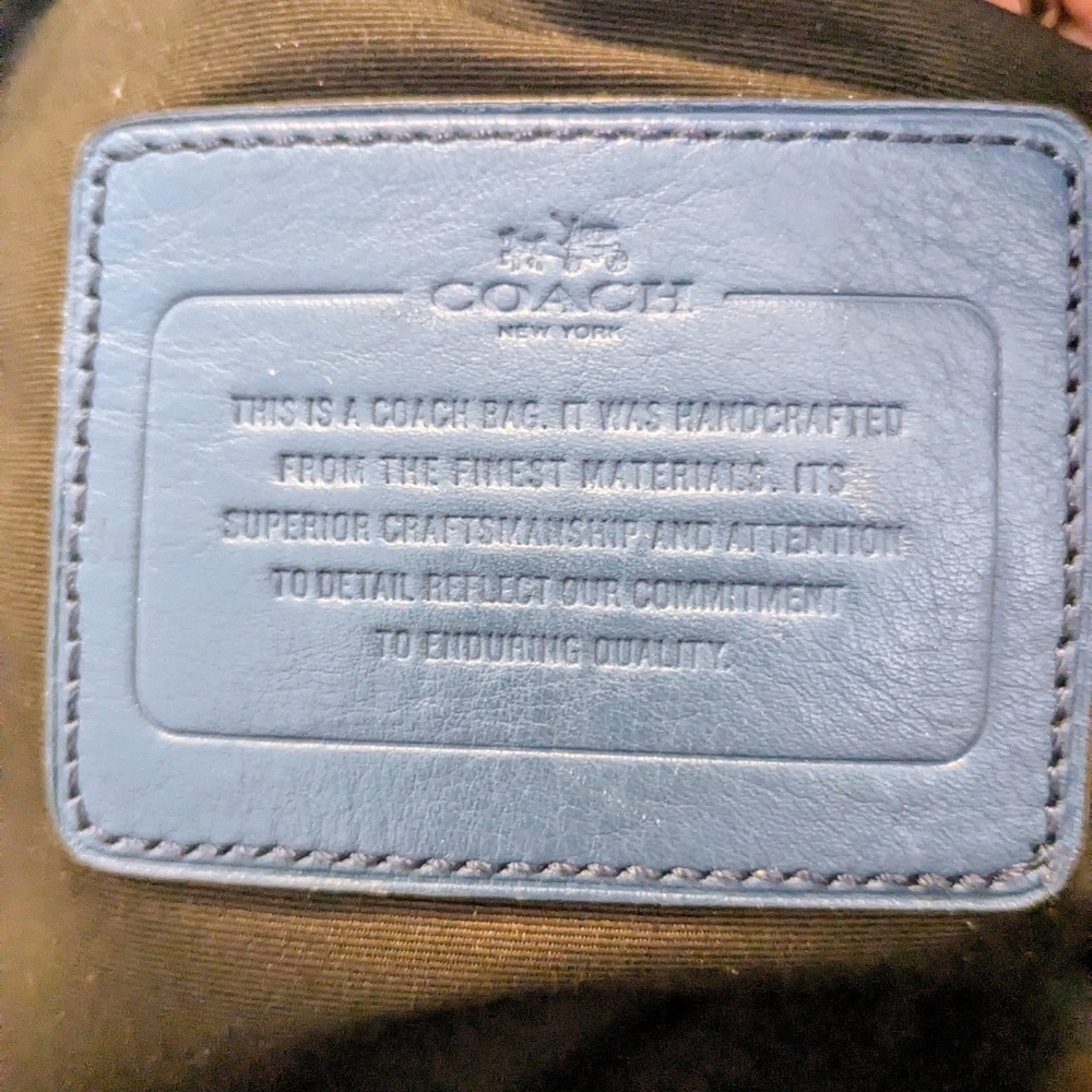 Coach Signature Leather/PVC 500 Blue Silvermetal Sling Bag - Picture 9 of 9
